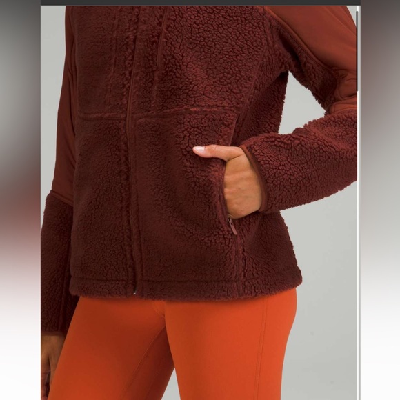 Lululemon textured fleece full zip jacket sz 14 in date brown - Picture 4 of 9